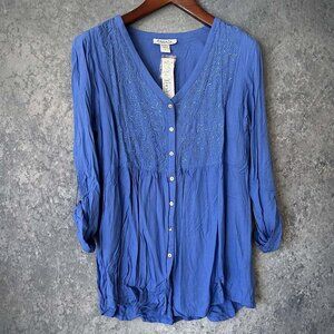 Fresco by Nomadic Traders Button-Front Blouse in Lavender, L